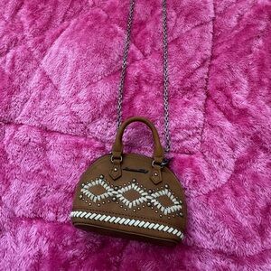 Tan Brown Embellished Mini Dome Crossbody Bag - Stylish Kids Accessory
